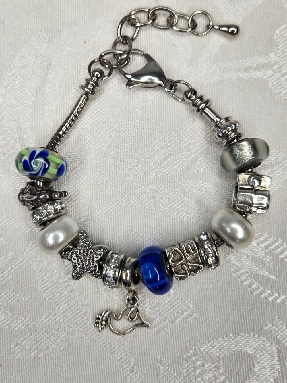 Silver and Blue Charm Bracelet
